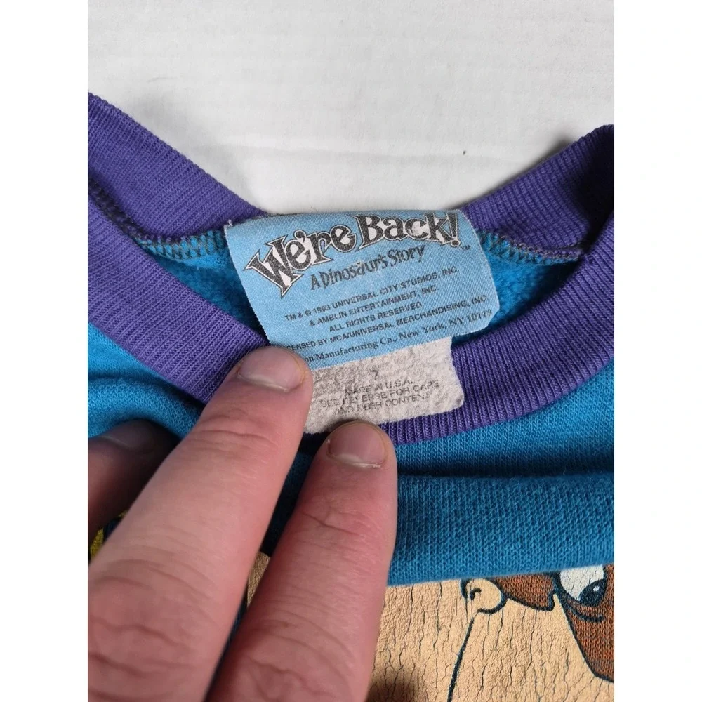 Vintage we're back a dinosaur's story kids shirt Pants‎ Outfit Size 7 90s FLAWS - Picture 16 of 16